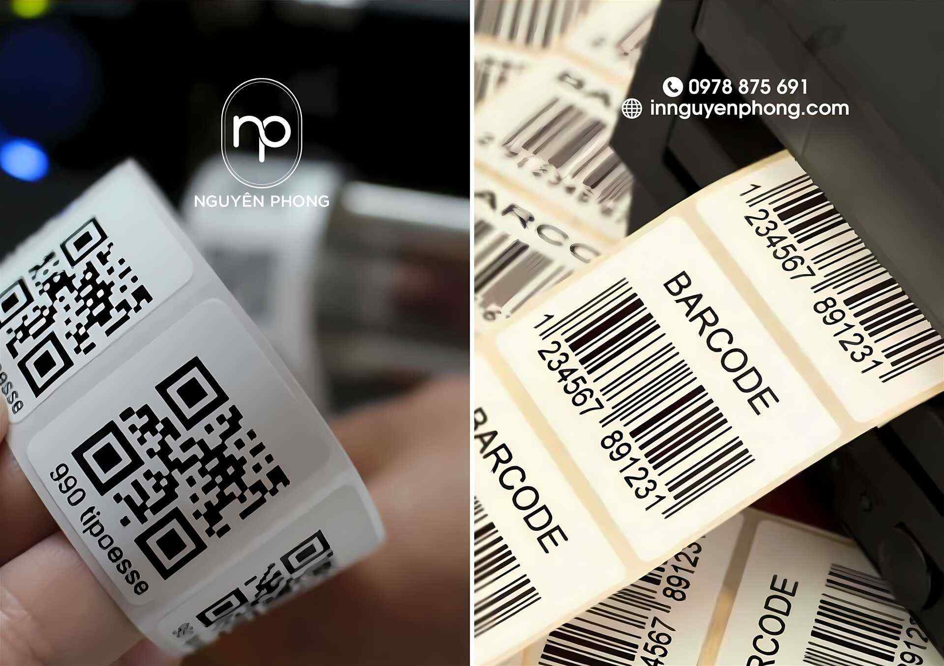 Mẫu tem bảo hành vuông dạng QR Code, Bar code